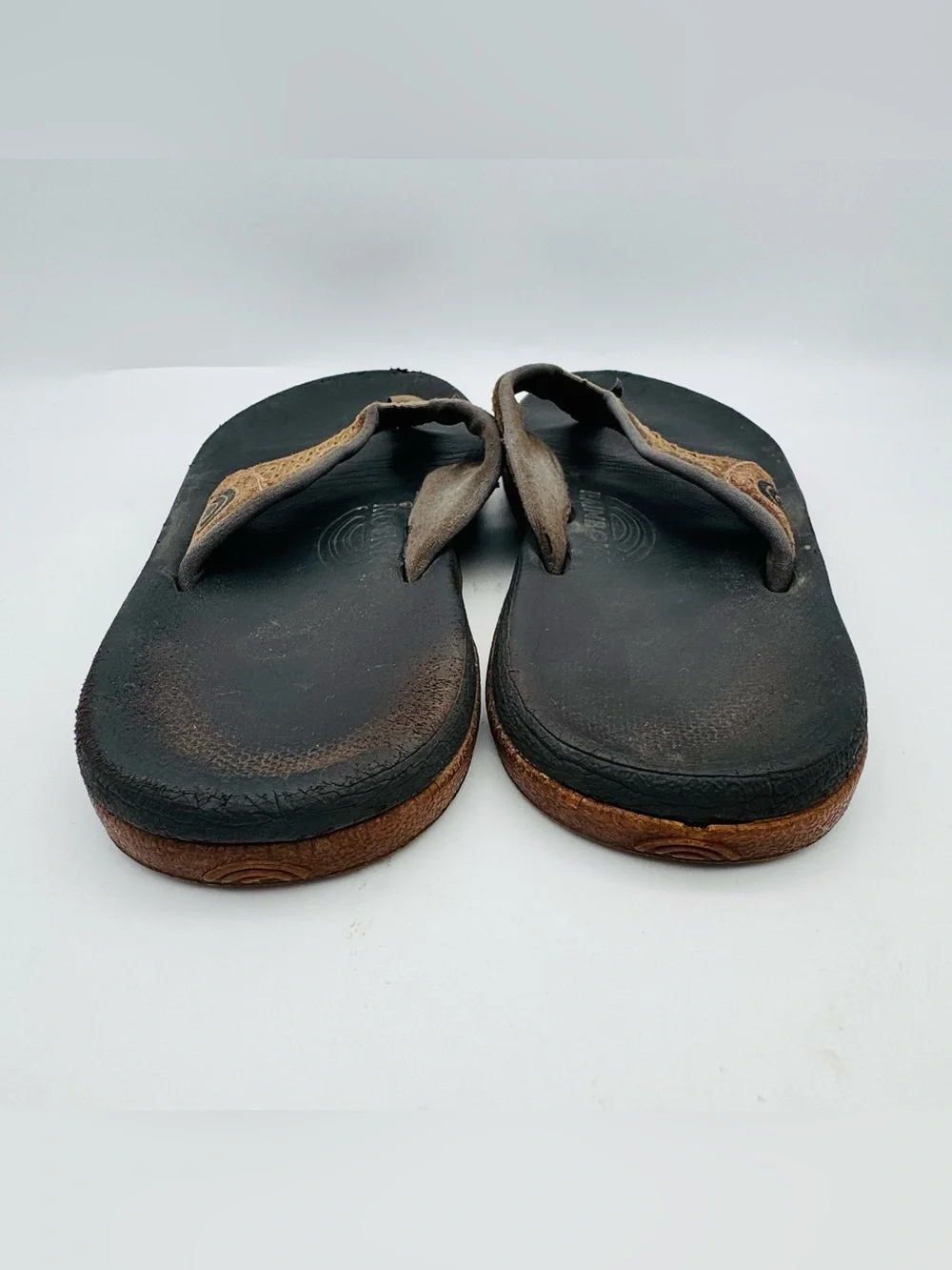 Men's Rainbow Brown Suede Strap Flip Flops - Casual Beach Sandals 9